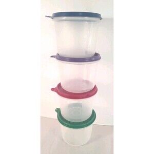 8 Piece Vintage Tupperware Sheer  2 Cup Containers Bowl Food Storage W/ Lids